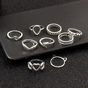 9 pçs/set Senhora Ring Set