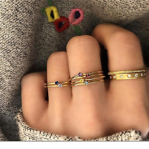 15 pçs/set Gold Geometric Ring Set