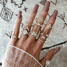 15 pçs/set Gold Geometric Ring Set