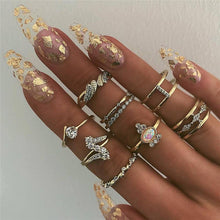 15 pçs/set Gold Geometric Ring Set