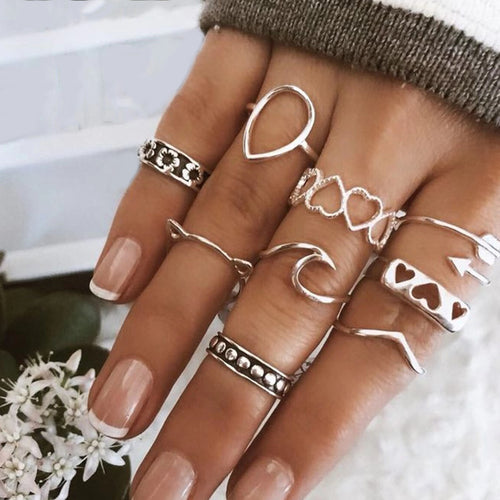 9 pçs/set Senhora Ring Set