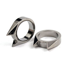 2Pcs Cat Ear Self-defense Ring Stainless Steel