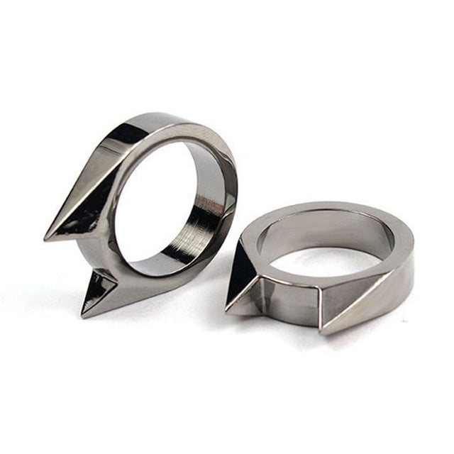 2Pcs Cat Ear Self-defense Ring Stainless Steel