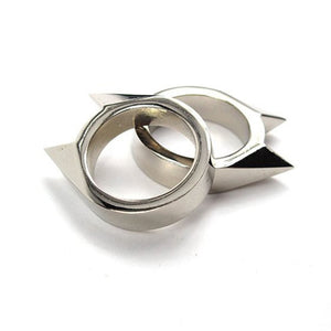 2Pcs Cat Ear Self-defense Ring Stainless Steel