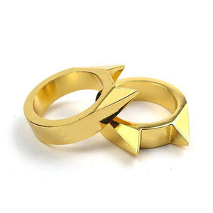 2Pcs Cat Ear Self-defense Ring Stainless Steel